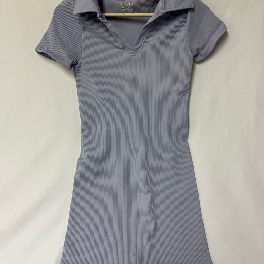 Ribbed Polo Mini Dress in light purple